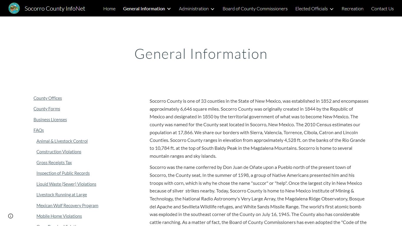 Socorro County InfoNet - General Information