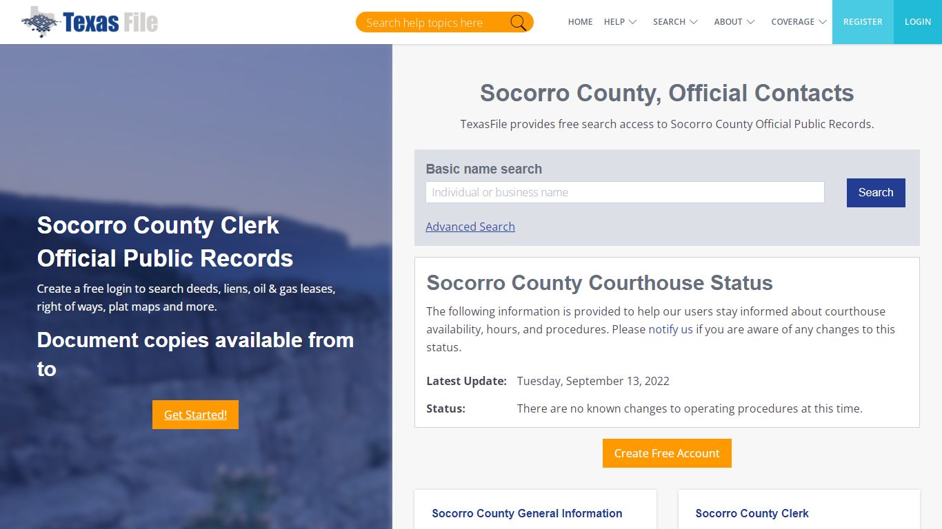 Socorro County Clerk Official Public Records | TexasFile